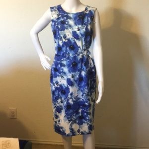 Blue and white  dress with split at the back